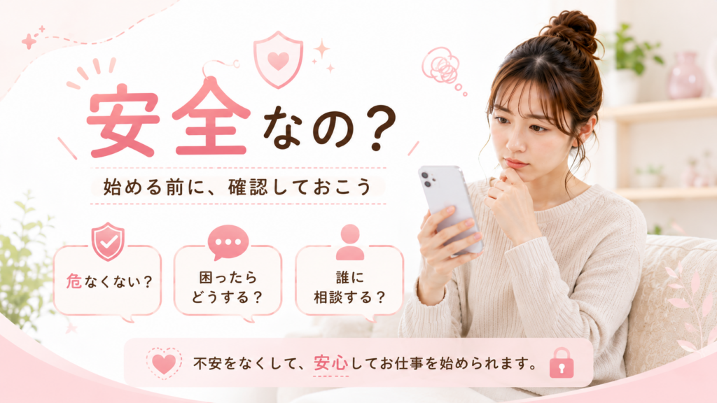 チャットレディの安全性や相談先について考える女性